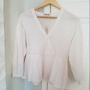 NWT Madewell peplum shiny stripe blouse, XS